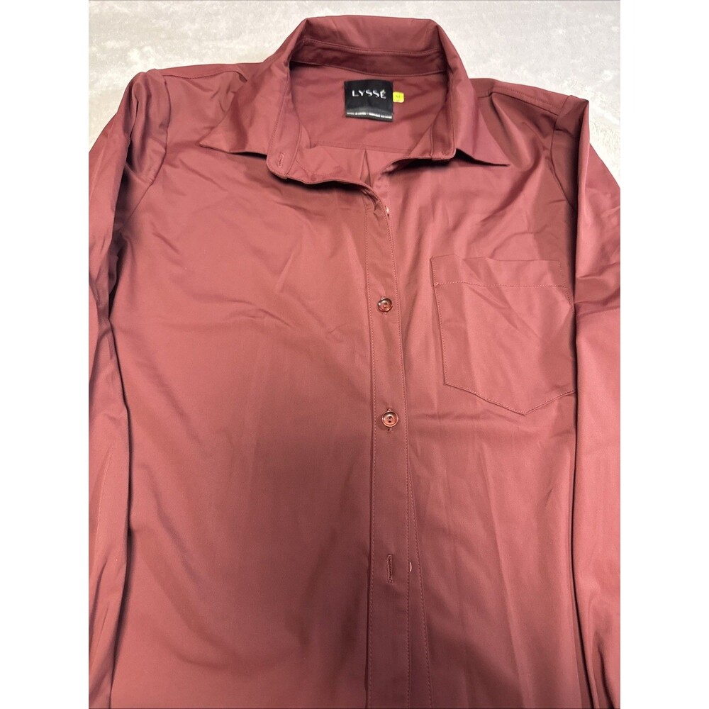 Lysse Schiffer Button Down Shirt Maroon M Stretch Tunic Womens Medium